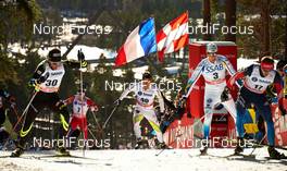 15.03.2014, Falun, Sweden (SWE): Jean Marc Gaillard (FRA), Paal Golberg (NOR), Devon Kershaw (CAN), Calle Halfvarsson (SWE), Stanislav Volzhentsev (RUS), (l-r) - FIS world cup cross-country, skiathlon men, Falun (SWE). www.nordicfocus.com. © Felgenhauer/NordicFocus. Every downloaded picture is fee-liable.