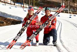 13.03.2014, Falun, Sweden (SWE): Team Rossignol international, with Astrid Uhrenholdt Jacobsen (NOR), Chris Andre Jespersen (NOR), (l-r) - FIS world cup cross-country, training, Falun (SWE). www.nordicfocus.com. © Felgenhauer/NordicFocus. Every downloaded picture is fee-liable.