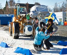 13.03.2014, Falun, Sweden (SWE): installing a flycam - FIS world cup cross-country, training, Falun (SWE). www.nordicfocus.com. © Felgenhauer/NordicFocus. Every downloaded picture is fee-liable.