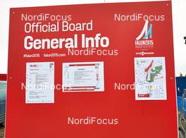 13.03.2014, Falun, Sweden (SWE): Official Info Board - FIS world cup cross-country, training, Falun (SWE). www.nordicfocus.com. © Felgenhauer/NordicFocus. Every downloaded picture is fee-liable.