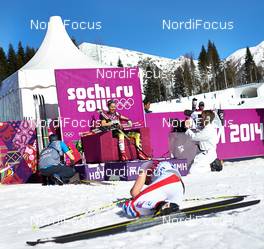 13.02.2014, Sochi, Russia (RUS): Stefanie Boehler (GER), on the hot chair - XXII. Olympic Winter Games Sochi 2014, cross-country, 10km women, Sochi (RUS). www.nordicfocus.com. © NordicFocus. Every downloaded picture is fee-liable.