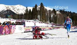 13.02.2014, Sochi, Russia (RUS): Heidi Weng (NOR), Justyna Kowalczyk (POL), Kerttu Niskanen (FIN), (l-r) - XXII. Olympic Winter Games Sochi 2014, cross-country, 10km women, Sochi (RUS). www.nordicfocus.com. © NordicFocus. Every downloaded picture is fee-liable.