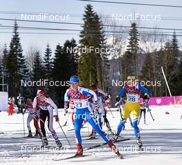 22.02.2014, Sochi, Russia (RUS): Teresa Stadlober (AUT), Marina Piller (ITA), Valentina Shevchenko (UKR), (l-r) - XXII. Olympic Winter Games Sochi 2014, cross-country, 30km women, Sochi (RUS). www.nordicfocus.com. © NordicFocus. Every downloaded picture is fee-liable.