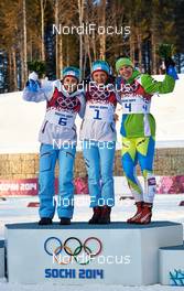 11.02.2014, Sochi, Russia (RUS): Ingvild Flugstad Oestberg (NOR), Maiken Caspersen Falla (NOR), Vesna Fabjan (SLO), (l-r) - XXII. Olympic Winter Games Sochi 2014, cross-country, individual sprint, Sochi (RUS). www.nordicfocus.com. © NordicFocus. Every downloaded picture is fee-liable.