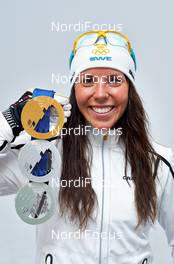 21.02.2014, Sochi, Russia (RUS): Charlotte Kalla (SWE) - XXII. Olympic Winter Games Sochi 2014, cross-country, medals, Sochi (RUS). www.nordicfocus.com. © NordicFocus. Every downloaded picture is fee-liable.