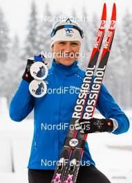 21.02.2014, Sochi, Russia (RUS): Aino-Kaisa Saarinen (FIN), Rossignol, One Way, Rottefella, Craft - XXII. Olympic Winter Games Sochi 2014, cross-country, medals, Sochi (RUS). www.nordicfocus.com. © NordicFocus. Every downloaded picture is fee-liable.