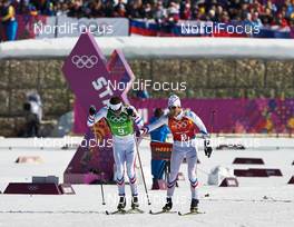 16.02.2014, Sochi, Russia (RUS): Maurice Manificat (FRA), Jean Marc Gaillard (FRA), (l-r) - XXII. Olympic Winter Games Sochi 2014, cross-country, 4x10km men, Sochi (RUS). www.nordicfocus.com. © NordicFocus. Every downloaded picture is fee-liable.