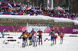 16.02.2014, Sochi, Russia (RUS): the men in the first lapping - XXII. Olympic Winter Games Sochi 2014, cross-country, 4x10km men, Sochi (RUS). www.nordicfocus.com. © NordicFocus. Every downloaded picture is fee-liable.