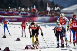 15.02.2014, Sochi, Russia (RUS): Nicole Fessel (GER), Kikkan Randall (USA), Ida Ingemarsdotter (SWE), (l-r) - XXII. Olympic Winter Games Sochi 2014, cross-country, 4x5km women, Sochi (RUS). www.nordicfocus.com. © NordicFocus. Every downloaded picture is fee-liable.