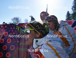 15.02.2014, Sochi, Russia (RUS): Ida Ingemarsdotter (SWE), Anna Haag (SWE), (l-r) - XXII. Olympic Winter Games Sochi 2014, cross-country, 4x5km women, Sochi (RUS). www.nordicfocus.com. © NordicFocus. Every downloaded picture is fee-liable.