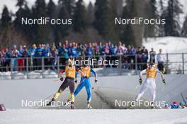 15.02.2014, Sochi, Russia (RUS): Claudia Nystad (GER), Kerttu Niskanen (FIN), Anna Haag (SWE) - XXII. Olympic Winter Games Sochi 2014, cross-country, 4x5km women, Sochi (RUS). www.nordicfocus.com. © NordicFocus. Every downloaded picture is fee-liable.
