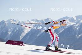 15.02.2014, Sochi, Russia (RUS): Celia Aymonier (FRA) - XXII. Olympic Winter Games Sochi 2014, cross-country, 4x5km women, Sochi (RUS). www.nordicfocus.com. © NordicFocus. Every downloaded picture is fee-liable.