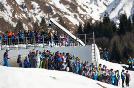 15.02.2014, Sochi, Russia (RUS): spectators wait for the women's start - XXII. Olympic Winter Games Sochi 2014, cross-country, 4x5km women, Sochi (RUS). www.nordicfocus.com. © NordicFocus. Every downloaded picture is fee-liable.