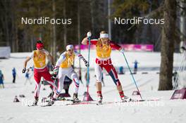 15.02.2014, Sochi, Russia (RUS): Astrid Jacobsen (NOR), Anna Haag (SWE), Sylwia Jaskowiec (POL) - XXII. Olympic Winter Games Sochi 2014, cross-country, 4x5km women, Sochi (RUS). www.nordicfocus.com. © NordicFocus. Every downloaded picture is fee-liable.