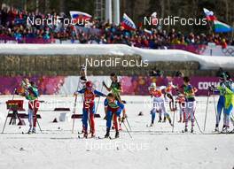 15.02.2014, Sochi, Russia (RUS): Eva Vrabcova-Nyvltova (CZE), Karolina Grohova (CZE), (l-r) - XXII. Olympic Winter Games Sochi 2014, cross-country, 4x5km women, Sochi (RUS). www.nordicfocus.com. © NordicFocus. Every downloaded picture is fee-liable.