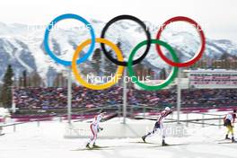 09.02.2014, Sochi, Russia (RUS): Petter Northug (NOR), passes the olympic rings - XXII. Olympic Winter Games Sochi 2014, cross-country, skiathlon men, Sochi (RUS). www.nordicfocus.com. © NordicFocus. Every downloaded picture is fee-liable.