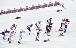 09.02.2014, Sochi, Russia (RUS): the first group at the start - XXII. Olympic Winter Games Sochi 2014, cross-country, skiathlon men, Sochi (RUS). www.nordicfocus.com. © NordicFocus. Every downloaded picture is fee-liable.