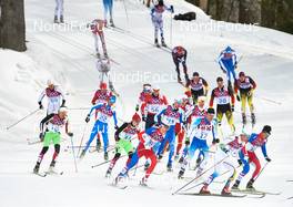 09.02.2014, Sochi, Russia (RUS): Sergei Dolidovich (BLR), Roland Clara (ITA), Michail Semenov (BLR), Martin Jaks (CZE), Sami Jauhojaervi (FIN), Marcus Hellner (SWE), Petr Novak (SVK), (l-r) - XXII. Olympic Winter Games Sochi 2014, cross-country, skiathlon men, Sochi (RUS). www.nordicfocus.com. © NordicFocus. Every downloaded picture is fee-liable.