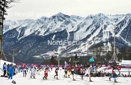 09.02.2014, Sochi, Russia (RUS): athletes in the last uphill - XXII. Olympic Winter Games Sochi 2014, cross-country, skiathlon men, Sochi (RUS). www.nordicfocus.com. © NordicFocus. Every downloaded picture is fee-liable.