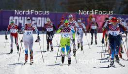 08.02.2014, Sochi, Russia (RUS): Emma Wiken (SWE), Barbara Jezersek (SLO), Natalia Zhukova (RUS), (l-r) - XXII. Olympic Winter Games Sochi 2014, cross-country, skiathlon women, Sochi (RUS). www.nordicfocus.com. © NordicFocus. Every downloaded picture is fee-liable.