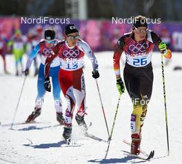08.02.2014, Sochi, Russia (RUS): Masako Ishida (JPN), Nicole Fessel (GER), (l-r) - XXII. Olympic Winter Games Sochi 2014, cross-country, skiathlon women, Sochi (RUS). www.nordicfocus.com. © NordicFocus. Every downloaded picture is fee-liable.