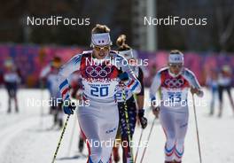 08.02.2014, Sochi, Russia (RUS): Aurore Jean (FRA), Celia Aymonier (FRA), (l-r) - XXII. Olympic Winter Games Sochi 2014, cross-country, skiathlon women, Sochi (RUS). www.nordicfocus.com. © NordicFocus. Every downloaded picture is fee-liable.