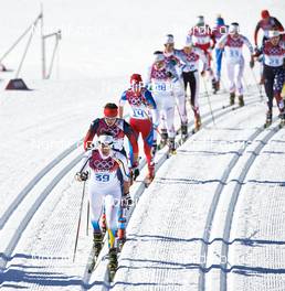 08.02.2014, Sochi, Russia (RUS): Britta Johansson Norgren (SWE), Eva Vrabcova-Nyvltova (CZE), (l-r) - XXII. Olympic Winter Games Sochi 2014, cross-country, skiathlon women, Sochi (RUS). www.nordicfocus.com. © NordicFocus. Every downloaded picture is fee-liable.