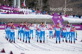 08.02.2014, Sochi, Russia (RUS): Event Feature: Prerunners on the track - XXII. Olympic Winter Games Sochi 2014, cross-country, skiathlon women, Sochi (RUS). www.nordicfocus.com. © NordicFocus. Every downloaded picture is fee-liable.