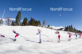 08.02.2014, Sochi, Russia (RUS): Marit Bjoergen (NOR), Charlotte Kalla (SWE), Therese Johaug (NOR), Heidi Weng (NOR), Kerttu Niskanen (FIN) - XXII. Olympic Winter Games Sochi 2014, cross-country, skiathlon women, Sochi (RUS). www.nordicfocus.com. © NordicFocus. Every downloaded picture is fee-liable.