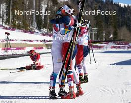 08.02.2014, Sochi, Russia (RUS): Charlotte Kalla (SWE), Heidi Weng (NOR), (l-r) - XXII. Olympic Winter Games Sochi 2014, cross-country, skiathlon women, Sochi (RUS). www.nordicfocus.com. © NordicFocus. Every downloaded picture is fee-liable.