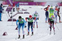 19.02.2014, Sochi, Russia (RUS): Kerttu Niskanen (FIN), Julia Ivanova (RUS) - XXII. Olympic Winter Games Sochi 2014, cross-country, team sprint, Sochi (RUS). www.nordicfocus.com. © NordicFocus. Every downloaded picture is fee-liable.