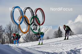 19.02.2014, Sochi, Russia (RUS): Nikita Kriukov (RUS), Sami Jauhojaervi (FIN), Erik Bjornsen (USA), (l-r) - XXII. Olympic Winter Games Sochi 2014, cross-country, team sprint, Sochi (RUS). www.nordicfocus.com. © NordicFocus. Every downloaded picture is fee-liable.