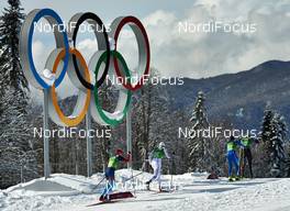 19.02.2014, Sochi, Russia (RUS): Nikita Kriukov (RUS), Teodor Peterson (SWE), Sami Jauhojaervi (FIN), Erik Bjornsen (USA), (l-r) - XXII. Olympic Winter Games Sochi 2014, cross-country, team sprint, Sochi (RUS). www.nordicfocus.com. © NordicFocus. Every downloaded picture is fee-liable.