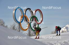 19.02.2014, Sochi, Russia (RUS): Denise Herrmann (GER), Julia Ivanova (RUS), (l-r) - XXII. Olympic Winter Games Sochi 2014, cross-country, team sprint, Sochi (RUS). www.nordicfocus.com. © NordicFocus. Every downloaded picture is fee-liable.