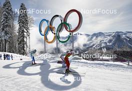 19.02.2014, Sochi, Russia (RUS): Gaia Vuerich (ITA), Celia Aymonier (FRA), Seraina Boner (SUI), (l-r) - XXII. Olympic Winter Games Sochi 2014, cross-country, team sprint, Sochi (RUS). www.nordicfocus.com. © NordicFocus. Every downloaded picture is fee-liable.