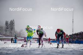 19.02.2014, Sochi, Russia (RUS): Katja Visnar (SLO), Timo Simonlatser (EST),Teresa Stadlober (AUT)- XXII. Olympic Winter Games Sochi 2014, cross-country, team sprint, Sochi (RUS). www.nordicfocus.com. © NordicFocus. Every downloaded picture is fee-liable.