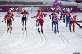 19.02.2014, Sochi, Russia (RUS): Hannes Dotzler (GER), Ola Vigen Hattestad (NOR), Federico Pellegrino (ITA), Dario Cologna (SUI) - XXII. Olympic Winter Games Sochi 2014, cross-country, team sprint, Sochi (RUS). www.nordicfocus.com. © NordicFocus. Every downloaded picture is fee-liable.