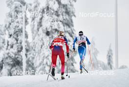 30.11.2014, Ruka, Finland (FIN): Therese Johaug (NOR), Kerttu Niskanen (FIN), (l-r)  - FIS world cup cross-country, 10km women, Ruka (FIN). www.nordicfocus.com. © Felgenhauer/NordicFocus. Every downloaded picture is fee-liable.
