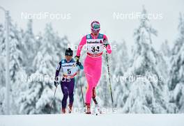 30.11.2014, Ruka, Finland (FIN): Yuki Kobayashi (JPN), Heli Heiskanen (FIN), (l-r)  - FIS world cup cross-country, 10km women, Ruka (FIN). www.nordicfocus.com. © Felgenhauer/NordicFocus. Every downloaded picture is fee-liable.