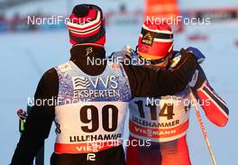 06.12.2014, Lillehammer, Norway (NOR): (l-r) Martin Johnsrud Sundby (NOR), Fischer, KV+, Rottefella, Swix and Finn Hagen Krogh (NOR), Fischer, Swix, Alpina, Rottefella - FIS world cup cross-country, 10km men, Lillehammer (NOR). www.nordicfocus.com. © Laiho/NordicFocus. Every downloaded picture is fee-liable.