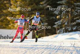 06.12.2014, Lillehammer, Norway (NOR): Jean Marc Gaillard (FRA), Salomon, Swix, One Way followed by Simen Andreas Sveen (NOR), Madshus, Swix, Rottefella - FIS world cup cross-country, 10km men, Lillehammer (NOR). www.nordicfocus.com. © Laiho/NordicFocus. Every downloaded picture is fee-liable.