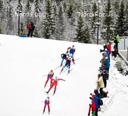 05.12.2014, Lillehammer, Norway (NOR): Eirik Brandsdal (NOR), David Hofer (ITA), Ville Nousiainen (FIN), Evgeniy Belov (RUS), Alexey Petukhov (RUS), (l-r)  - FIS world cup cross-country, individual sprint, Lillehammer (NOR). www.nordicfocus.com. © Felgenhauer/NordicFocus. Every downloaded picture is fee-liable.