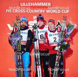 05.12.2014, Lillehammer, Norway (NOR): Alexey Petukhov (RUS), Paal Golberg (NOR), Finn Haagen Krogh (NOR), (l-r) - FIS world cup cross-country, individual sprint, Lillehammer (NOR). www.nordicfocus.com. © Felgenhauer/NordicFocus. Every downloaded picture is fee-liable.