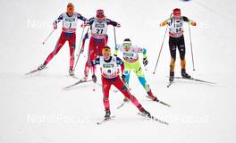 05.12.2014, Lillehammer, Norway (NOR): Kathrine Rolsted Harsem (NOR), Astrid Uhrenholdt Jacobsen (NOR), Celine Brun-Lie (NOR), Vesna Fabjan (SLO), Hanna Kolb (GER), (l-r)  - FIS world cup cross-country, individual sprint, Lillehammer (NOR). www.nordicfocus.com. © Felgenhauer/NordicFocus. Every downloaded picture is fee-liable.