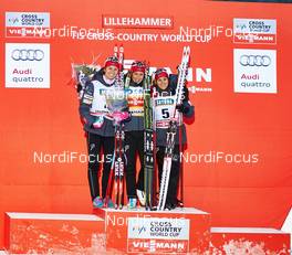 05.12.2014, Lillehammer, Norway (NOR): Celine Brun-Lie (NOR), Marit Bjoergen (NOR), Heidi Weng (NOR), (l-r) - FIS world cup cross-country, individual sprint, Lillehammer (NOR). www.nordicfocus.com. © Felgenhauer/NordicFocus. Every downloaded picture is fee-liable.