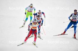 05.12.2014, Lillehammer, Norway (NOR): Marit Bjoergen (NOR), Kerttu Niskanen (FIN), Mona-Lisa Malvalehto (FIN), (l-r)  - FIS world cup cross-country, individual sprint, Lillehammer (NOR). www.nordicfocus.com. © Felgenhauer/NordicFocus. Every downloaded picture is fee-liable.