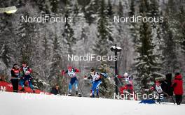 05.12.2014, Lillehammer, Norway (NOR): Sergey Ustiugov (RUS), Andrey Larkov (RUS), Matias Strandvall (FIN), Niklas Dyrhaug (NOR), Maxim Vylegzhanin (RUS), (l-r)  - FIS world cup cross-country, individual sprint, Lillehammer (NOR). www.nordicfocus.com. © Felgenhauer/NordicFocus. Every downloaded picture is fee-liable.