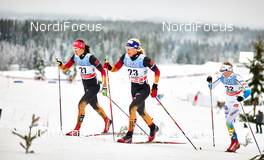07.12.2014, Lillehammer, Norway (NOR): Stefanie Boehler (GER), Claudia Nystad (GER), Stina Nilsson (SWE), (l-r)  - FIS world cup cross-country, pursuit women, Lillehammer (NOR). www.nordicfocus.com. © Felgenhauer/NordicFocus. Every downloaded picture is fee-liable.