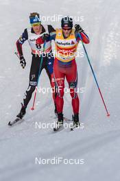 13.12.2014, Davos, Switzerland (SUI): Erik Bjornsen (USA), Martin Johnsrud Sundby (NOR) (l-r) - FIS world cup cross-country, 15km men, Davos (SUI). www.nordicfocus.com. © Rauschendorfer/NordicFocus. Every downloaded picture is fee-liable.