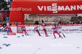 14.12.2014, Davos, Switzerland (SUI): Alexej Petukhov (RUS), Anders Gloeersen (NOR), Tomas Northug (NOR), Eirik Brandsdal (NOR), Finn Haagen Krogh (NOR), Calle Halversson (SWE) (r-l) - FIS world cup cross-country, individual sprint, Davos (SUI). www.nordicfocus.com. © Rauschendorfer/NordicFocus. Every downloaded picture is fee-liable.